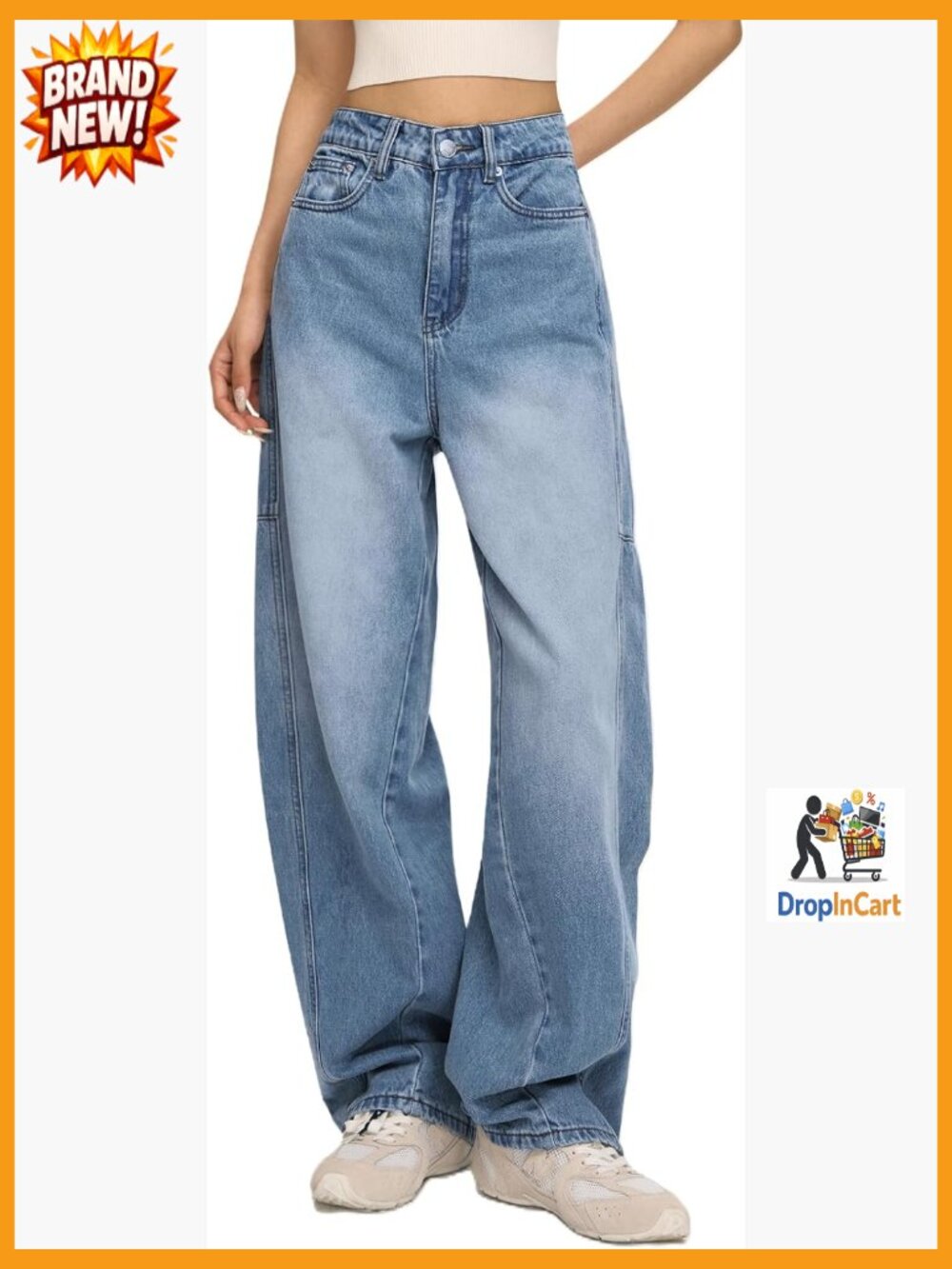 Wide Leg Jeans High Waisted Baggy Barrel Loose Stretchy Curvy Denim Pants Trendy